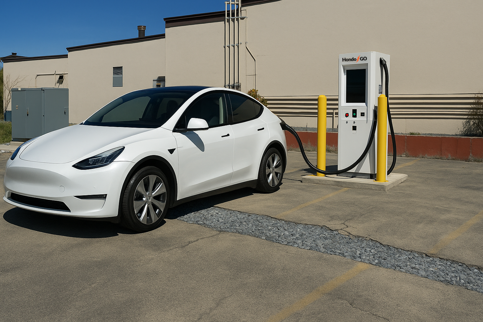 Tesla charging at HondoGO station